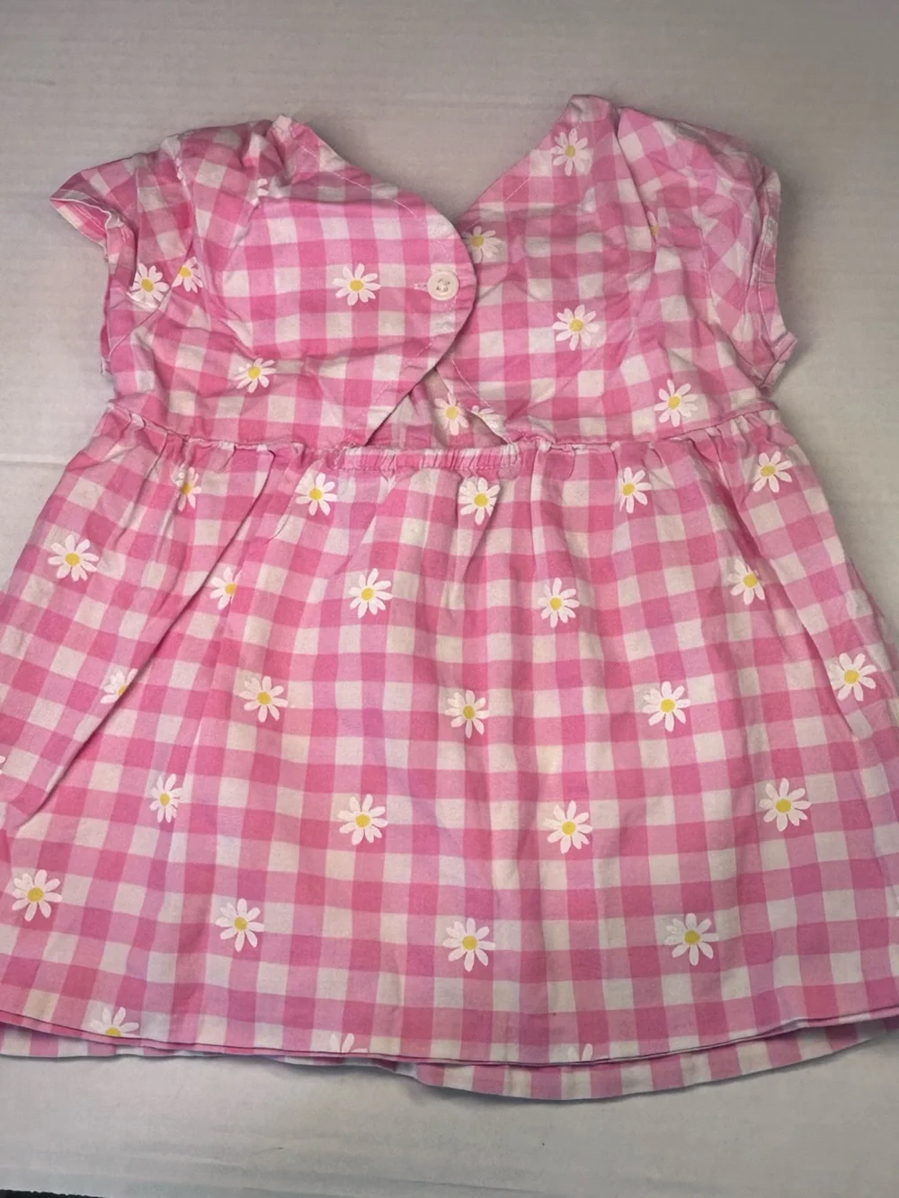 Carter’s Girls 2T Pink Gingham Daisy Dress Flutter Sleeve